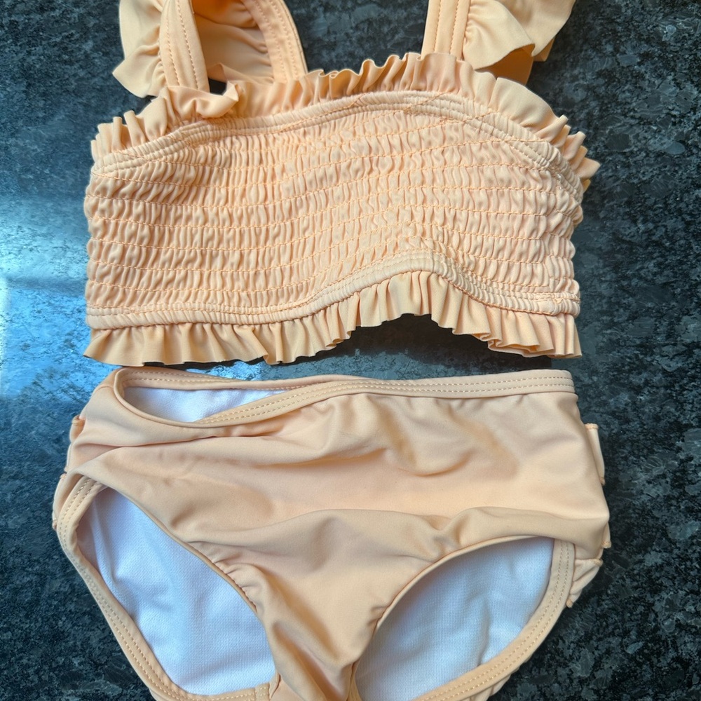 Peach Ruffled Bikini Set 2T